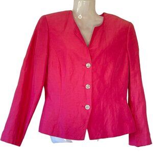 Petite Sophisticate NEW Linen Silk Blend Blazer 3 Large Shell Buttons Hot Pink